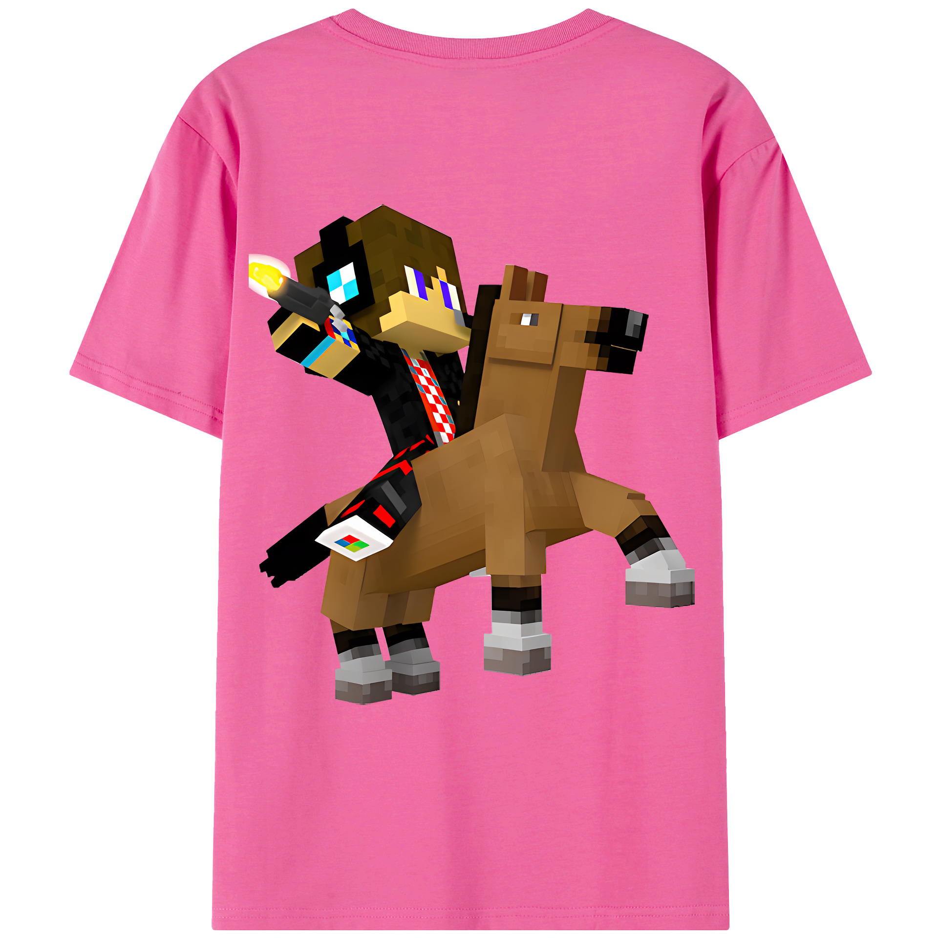 （画像用） マインクラフト ブロックの世界 Minecraft MC Block world レディース半袖Tシャツ(バックプリント)